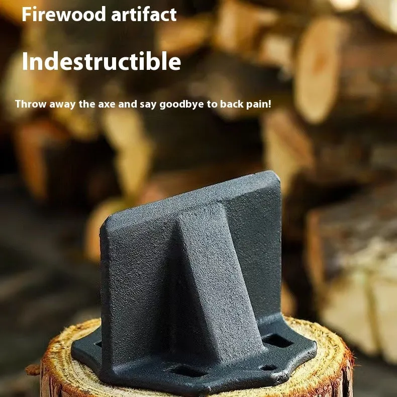 Small square wood splitter with cast iron construction for portable wood chopping