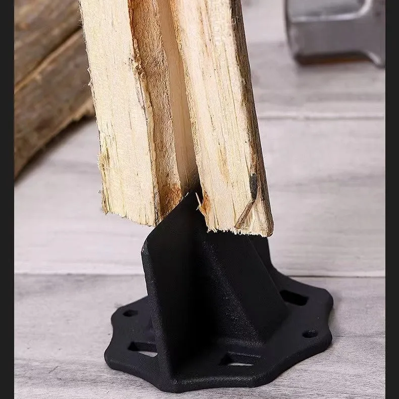 Small square wood splitter with cast iron construction for portable wood chopping