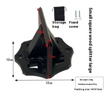 Small square wood splitter with cast iron construction for portable wood chopping