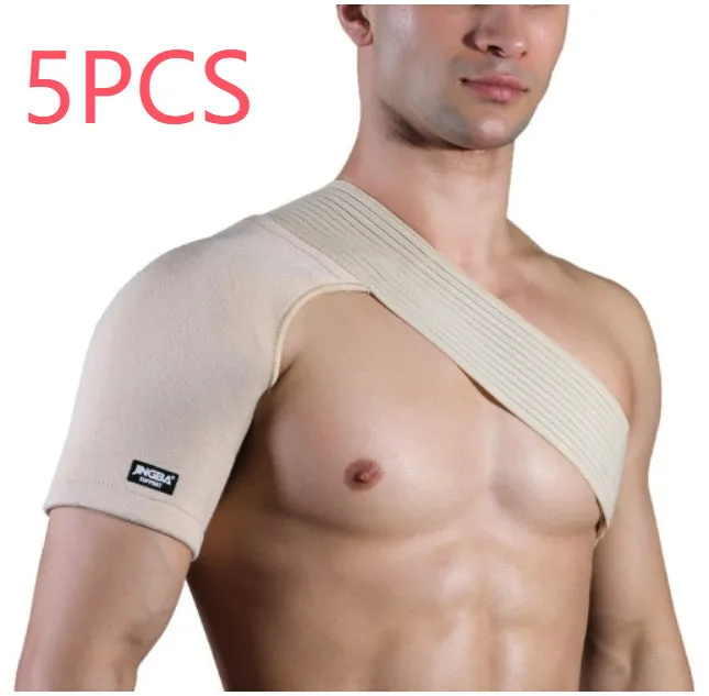 Adjustable skin-colour sports protective shoulder strap shown on a mannequin.