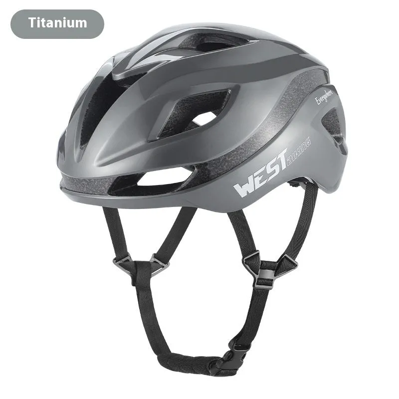Adult unisex road bike helmet in various colours showing integrated safety design