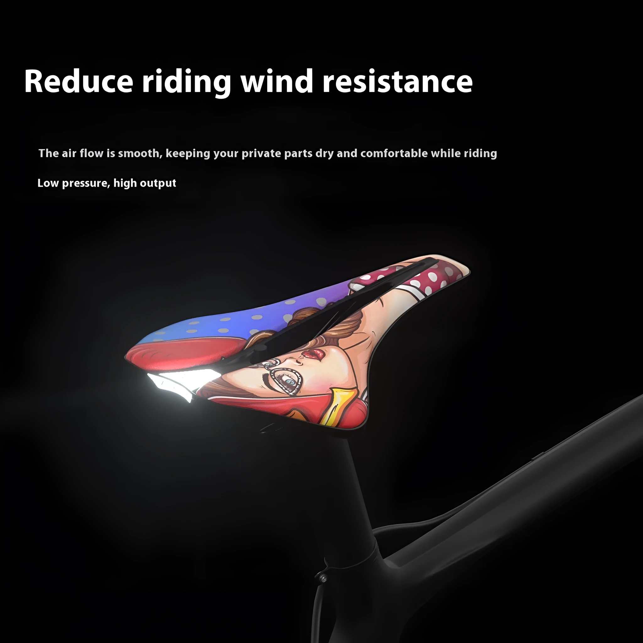 Bike saddle with ultra-light EVA cushion and hollow comfort design in PU leather