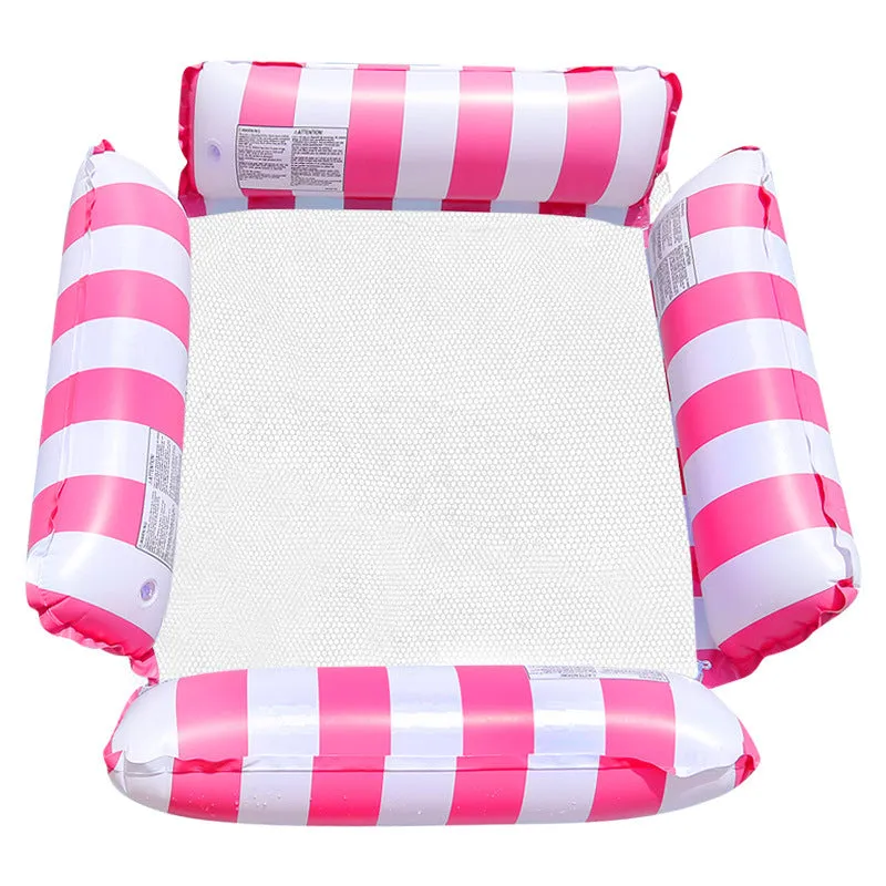Inflatable four-tube floating deck chair with striped pattern in selected colour