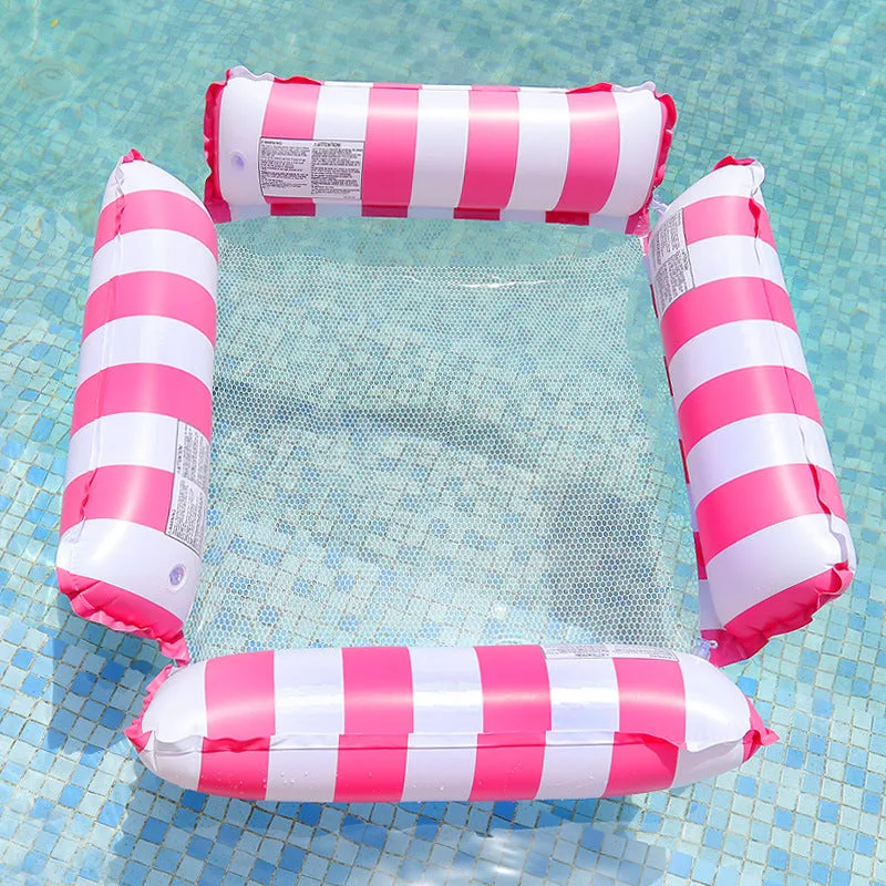 Inflatable four-tube floating deck chair with striped pattern in selected colour