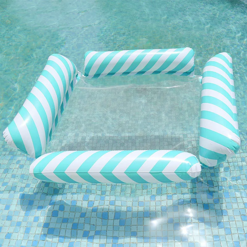 Inflatable four-tube floating deck chair with striped pattern in selected colour