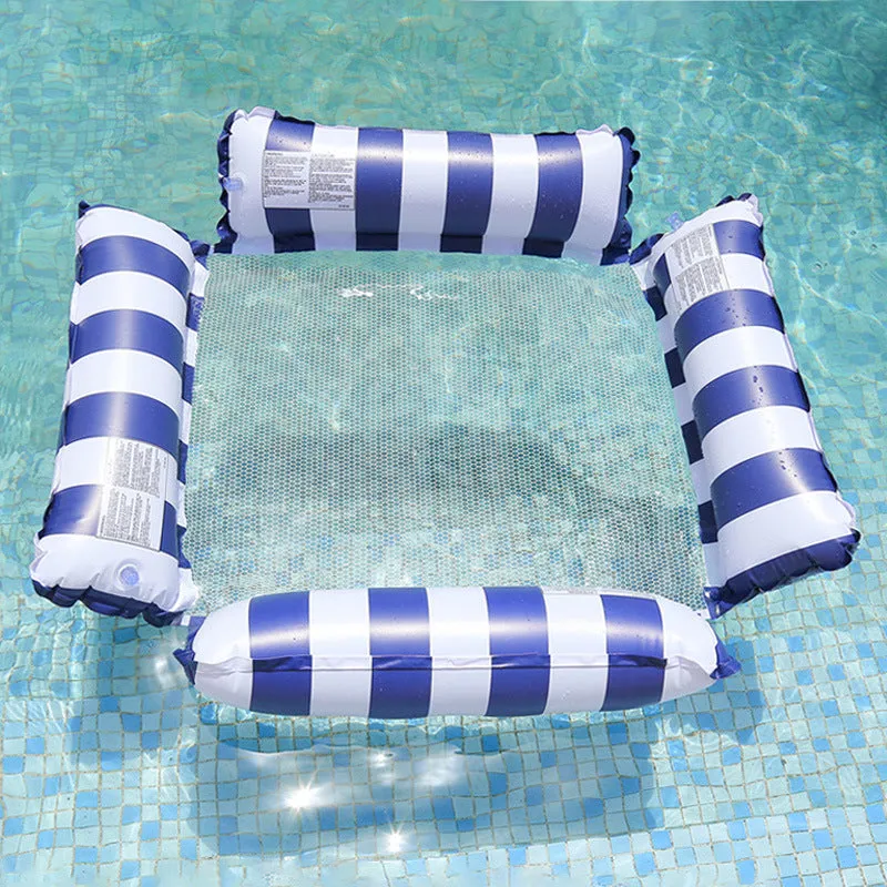 Inflatable four-tube floating deck chair with striped pattern in selected colour