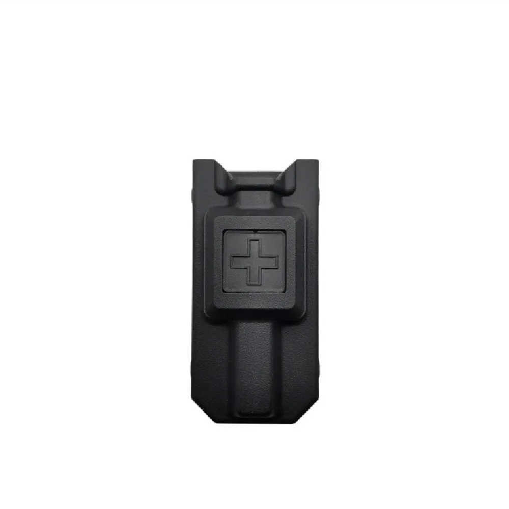 Plastic spinning windlass emergency tourniquet shown with its protective storage case.