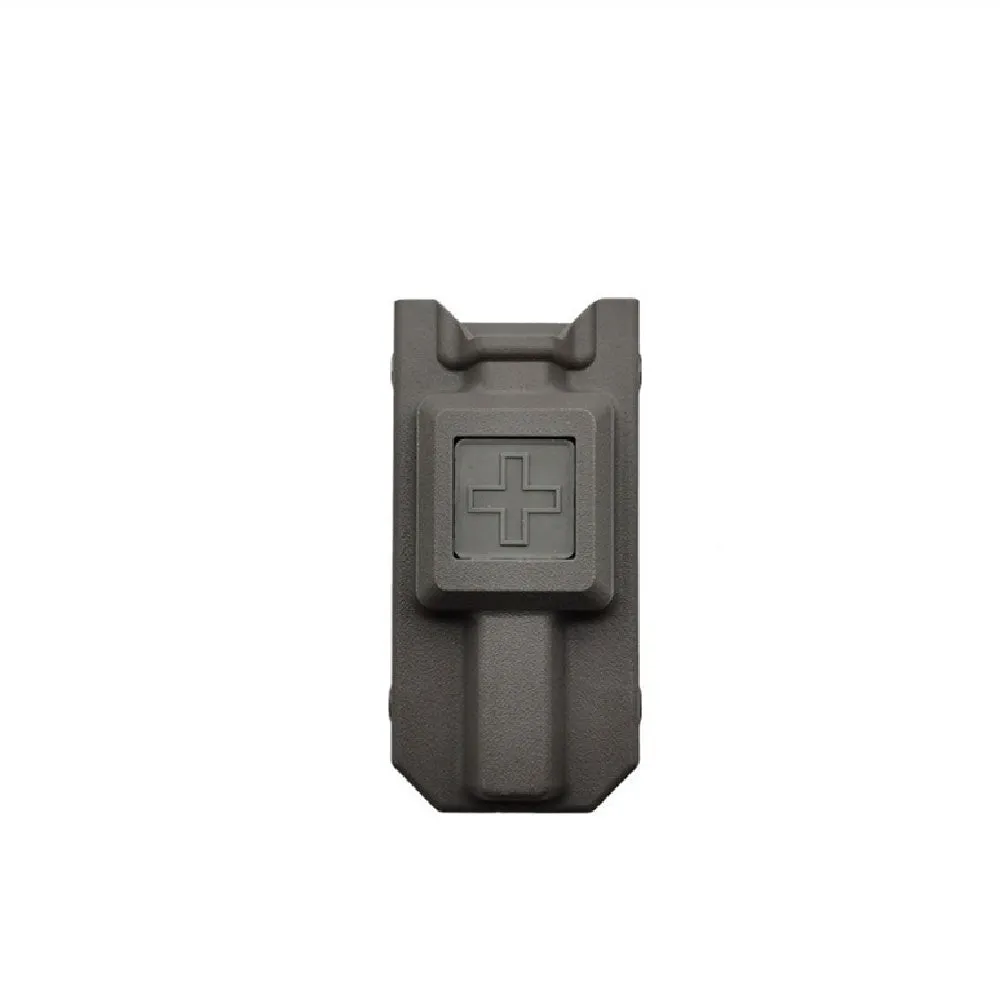 Plastic spinning windlass emergency tourniquet shown with its protective storage case.