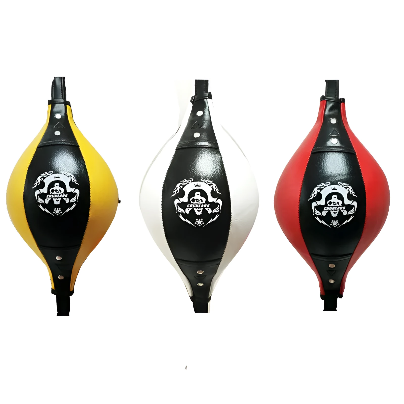 Spring Dragon diamond pattern PU boxing speed ball in black and red colours with inflator