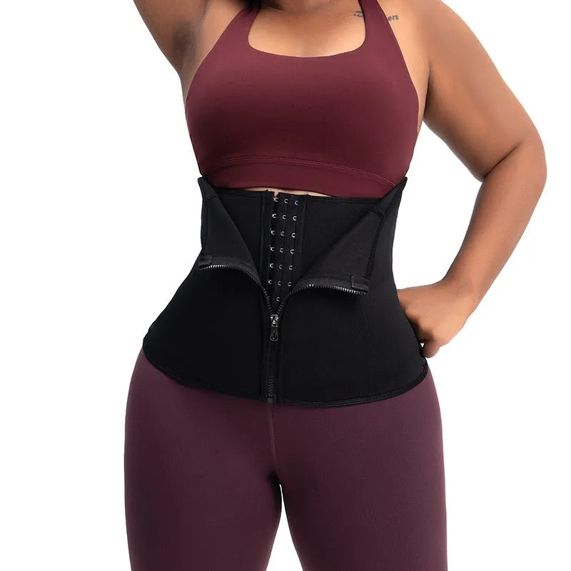 Neoprene breasted belly band for body shaping in black, blue, purple, and red colours.
