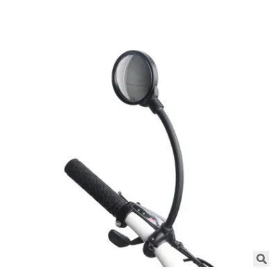 Black metal bicycle rearview mirror with hose adjustment clamp, shown as a two-pack.