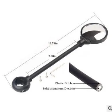 Black metal bicycle rearview mirror with hose adjustment clamp, shown as a two-pack.