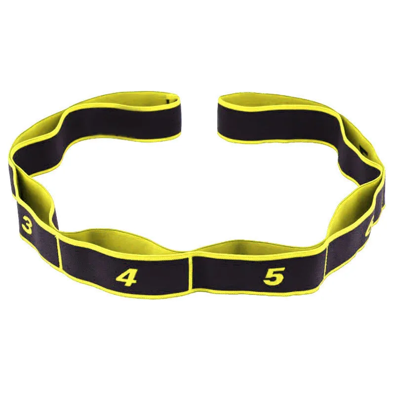 Yoga multi-section stretch strap in polyester cotton latex yarn for fitness exercises