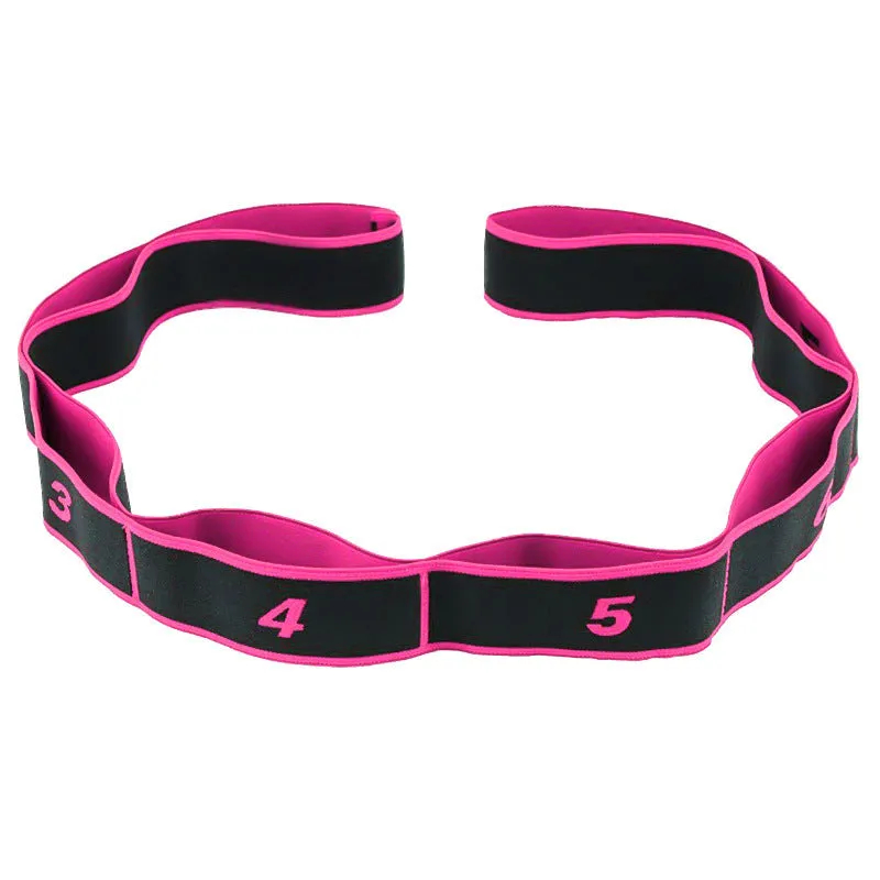 Yoga multi-section stretch strap in polyester cotton latex yarn for fitness exercises