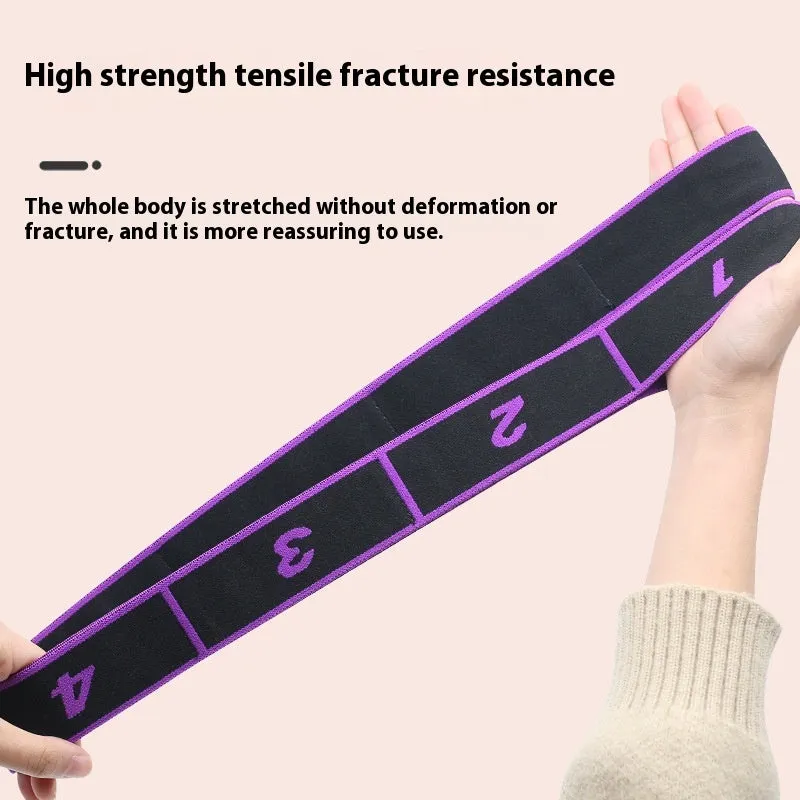 Yoga multi-section stretch strap in polyester cotton latex yarn for fitness exercises