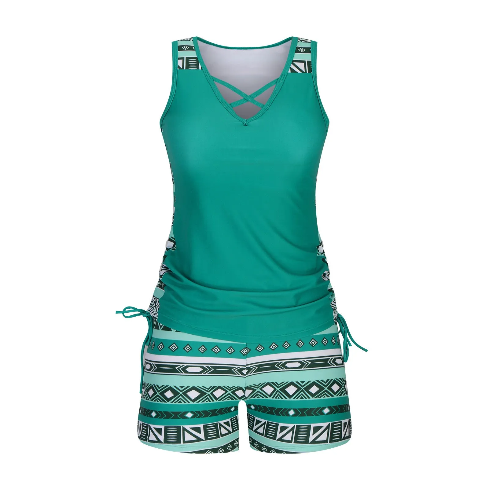 Women's high-waist bikini set with tied top in multiple colour options