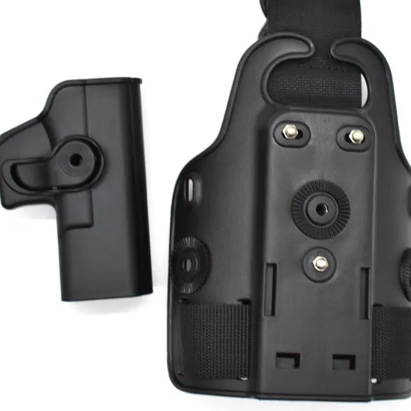 Tactical leg holster bag with waist plate and quick-pull fastener in green colour
