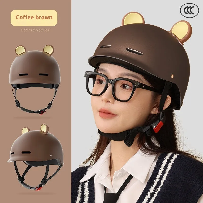 3C-certified electric bicycle commuter helmet shown in mocha colour with ABS shell