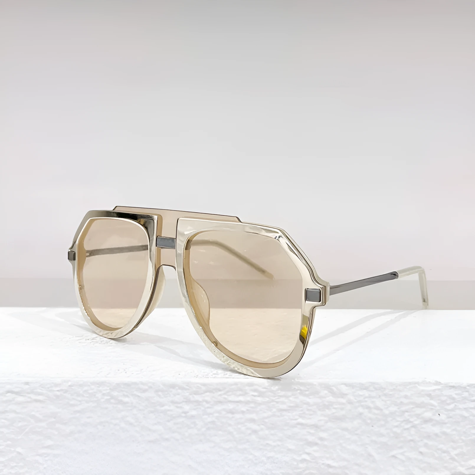 Black leopard print large frame sunglasses with elliptical shape on board material frame