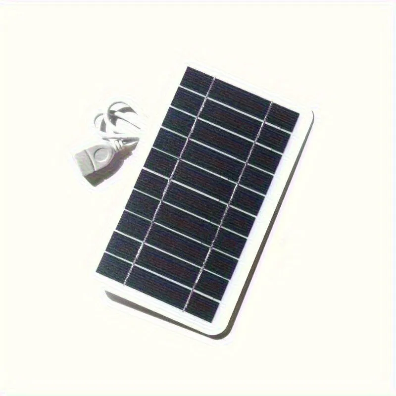 Portable 2W solar panel charger measuring 157x94mm with USB cable