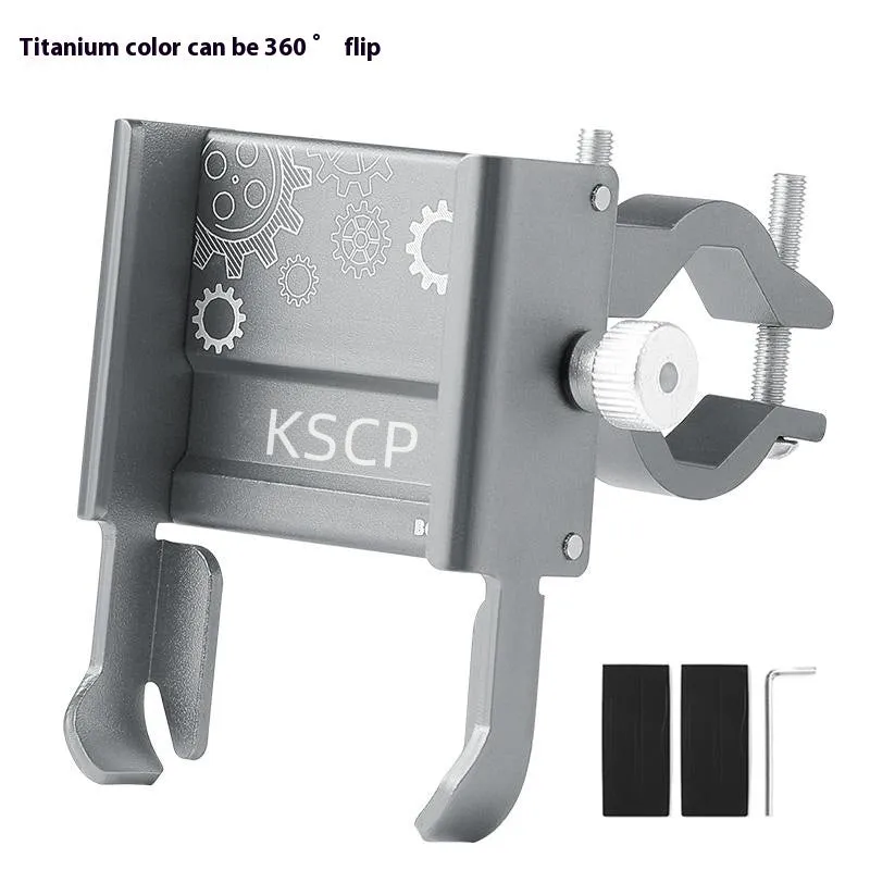 Aluminium alloy mobile phone holder mounted on bicycle handlebars in black colour