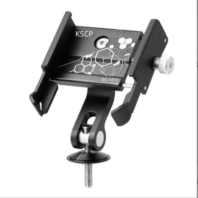 Aluminium alloy mobile phone holder mounted on bicycle handlebars in black colour
