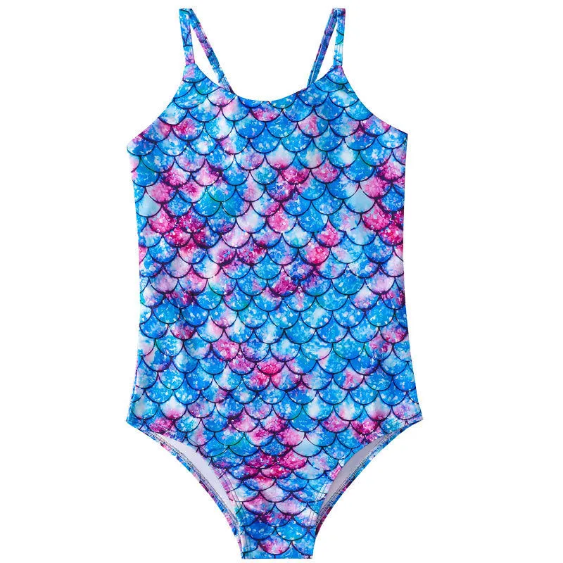 Children's mermaid one-piece swimsuit in polyester with high elasticity
