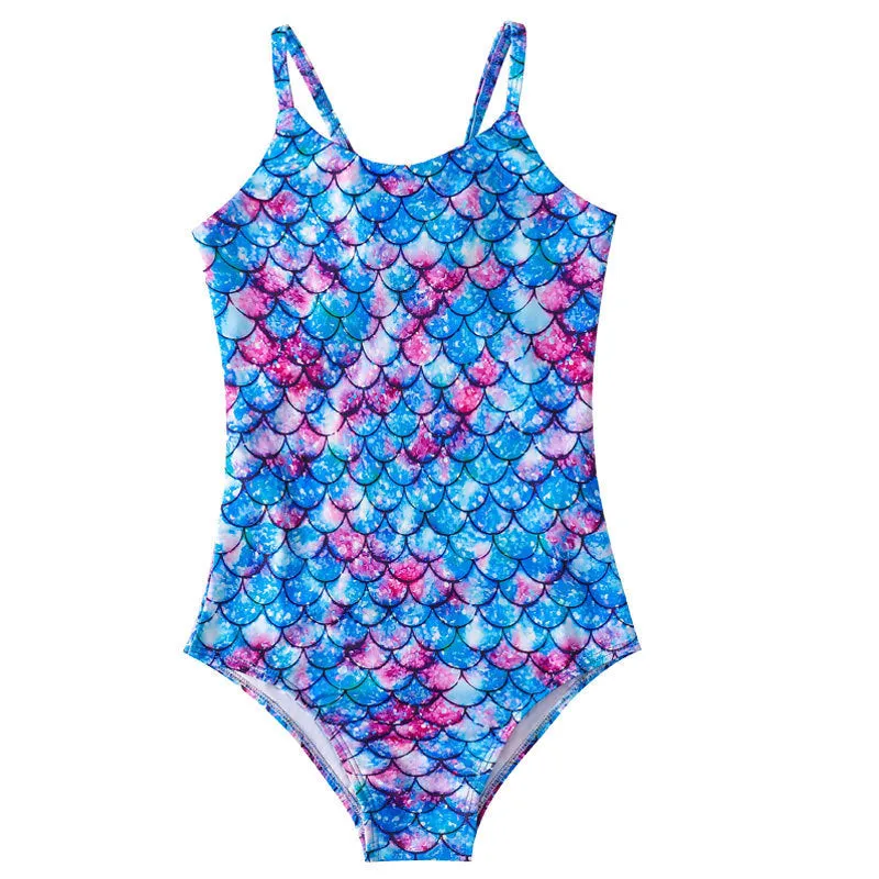 Children's mermaid one-piece swimsuit in polyester with high elasticity