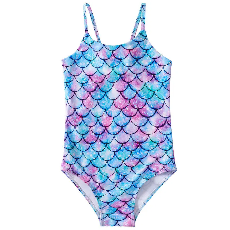 Children's mermaid one-piece swimsuit in polyester with high elasticity