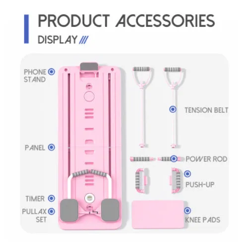 Purple PP plastic fitness board with integrated automatic rebound abdominal wheel.