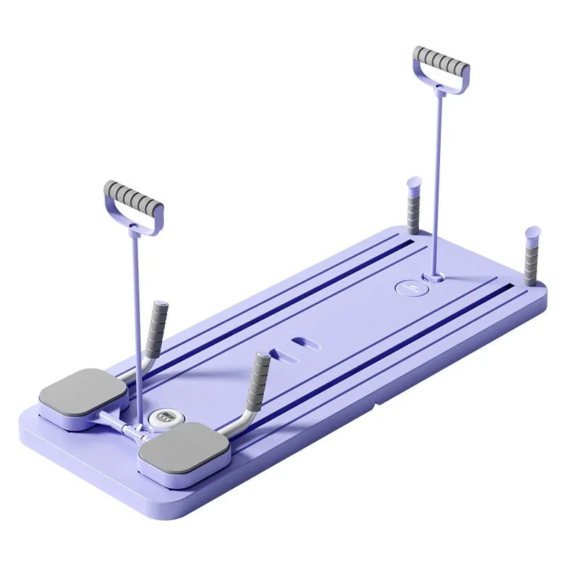 Purple PP plastic fitness board with integrated automatic rebound abdominal wheel.