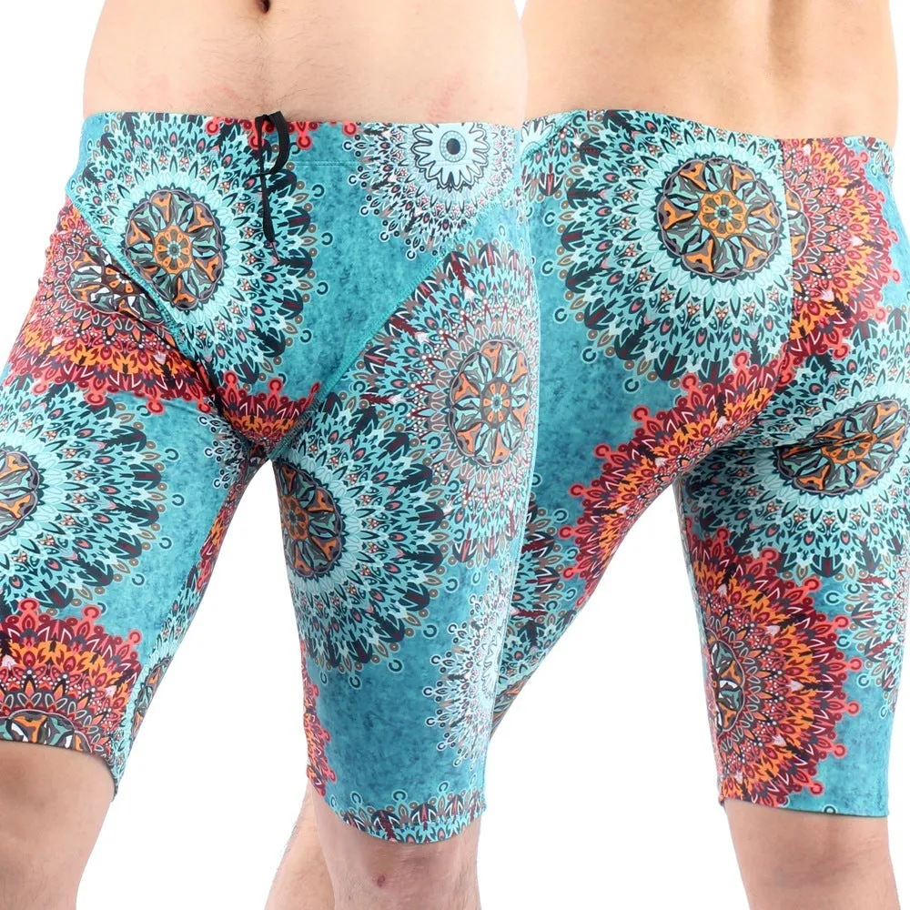 Men's quick-dry swimming trunks in green or navy blue available in extended sizes