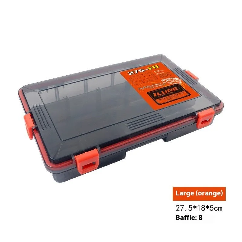 Blue waterproof plastic fishing lure storage box for tackle organisation.
