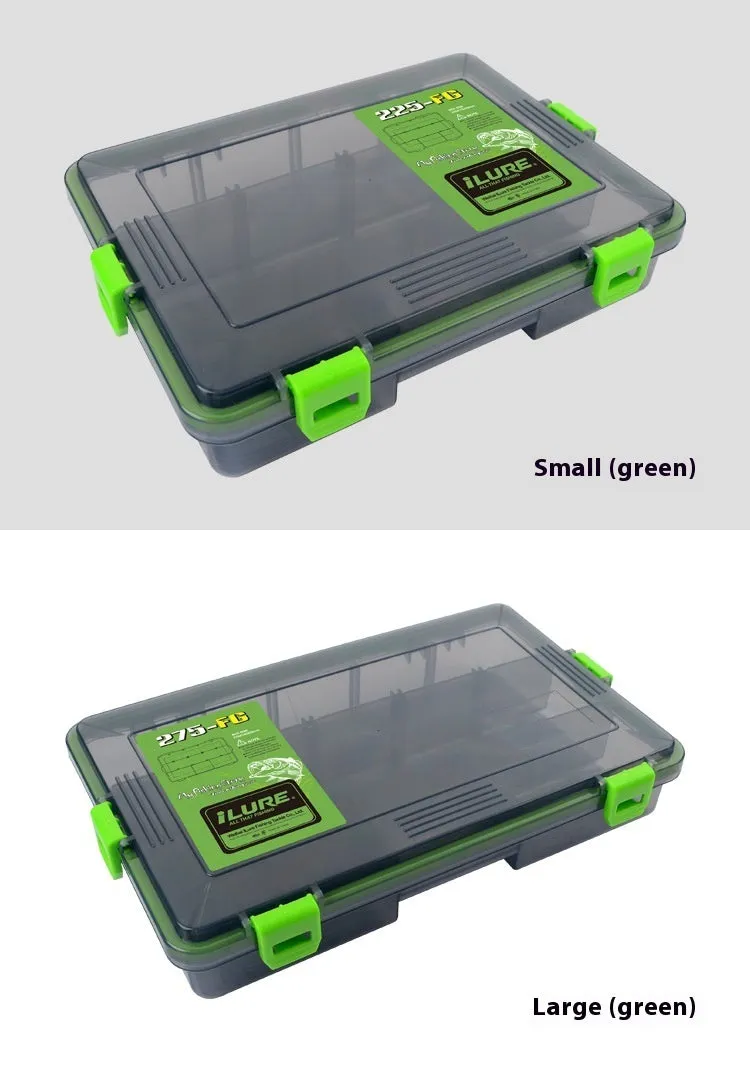 Blue waterproof plastic fishing lure storage box for tackle organisation.