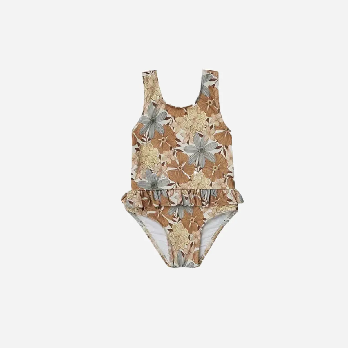Girls' one piece swimsuit with high elasticity polyester fabric in floral and animal print designs