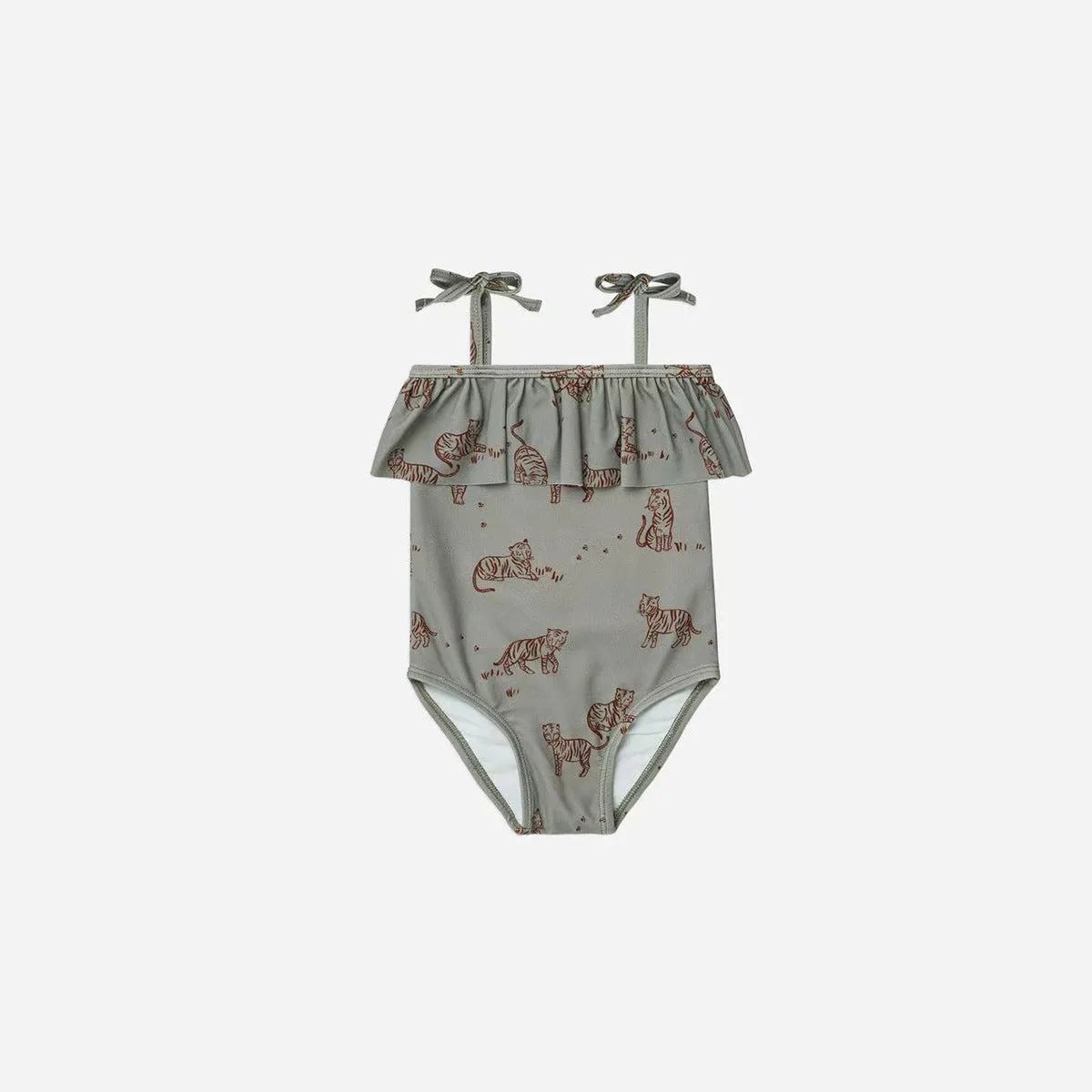 Girls' one piece swimsuit with high elasticity polyester fabric in floral and animal print designs