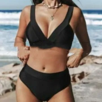 Women's slim solid colour bikini set in a choice of colours on a model.