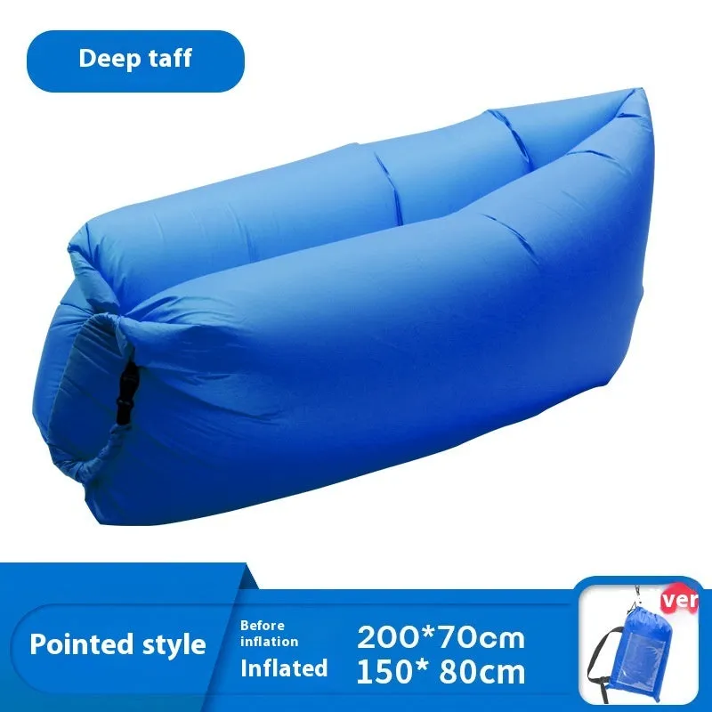 Inflatable lazy sofa in outdoor setting with Oxford cloth surface and colourful design options