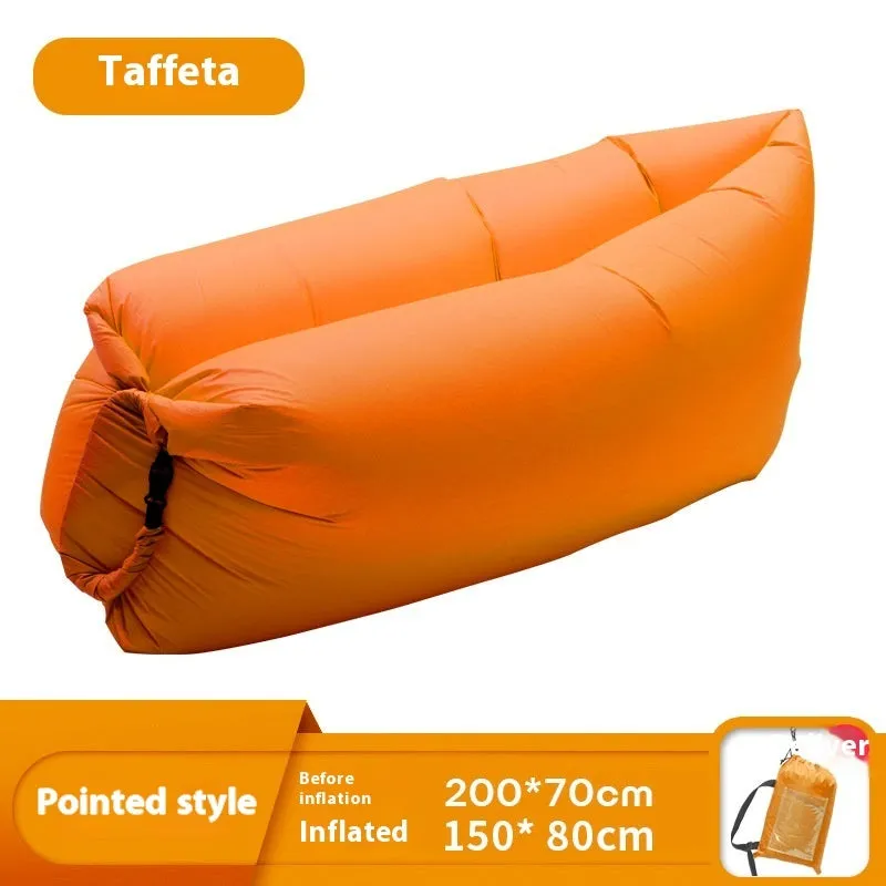 Inflatable lazy sofa in outdoor setting with Oxford cloth surface and colourful design options