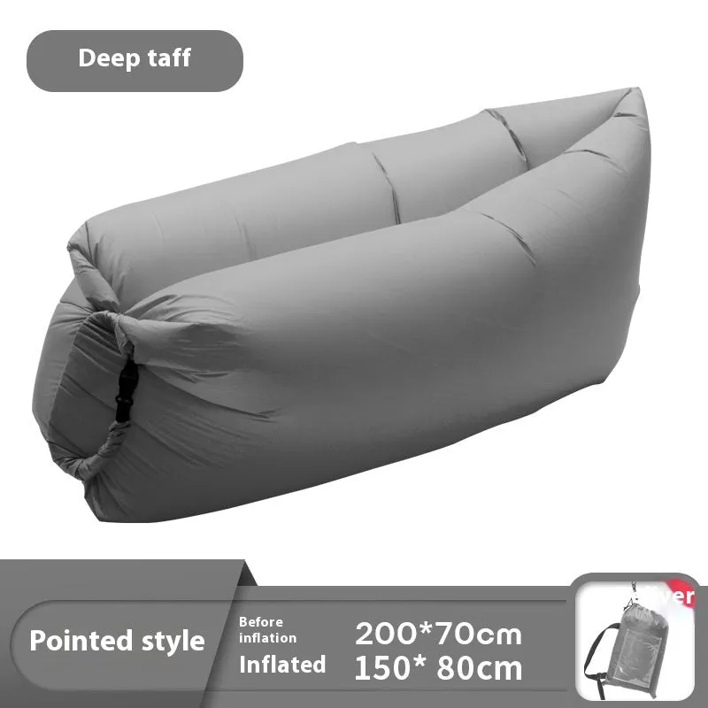 Inflatable lazy sofa in outdoor setting with Oxford cloth surface and colourful design options