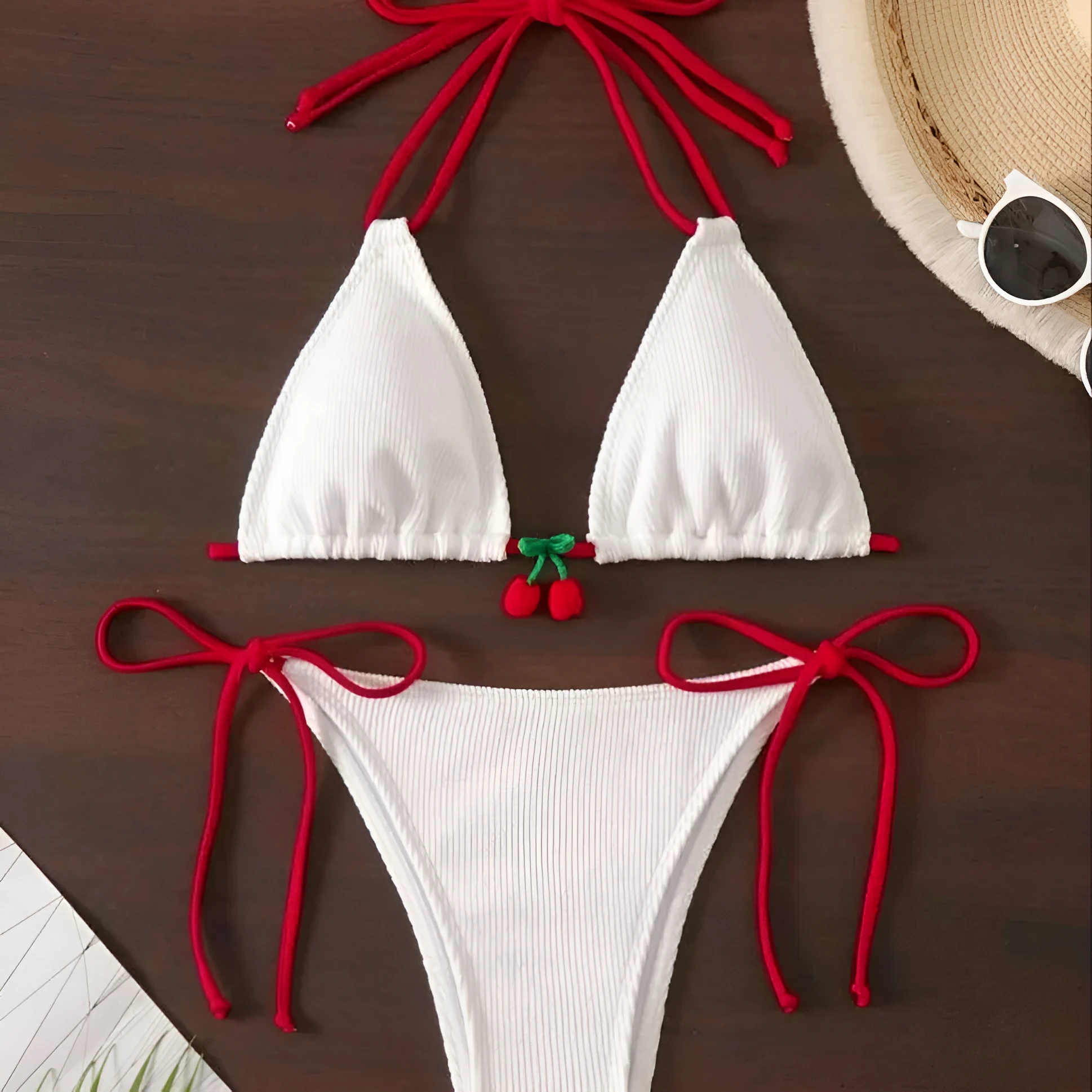 Women's quick-dry nylon bikini swimsuit in a backless briefs style