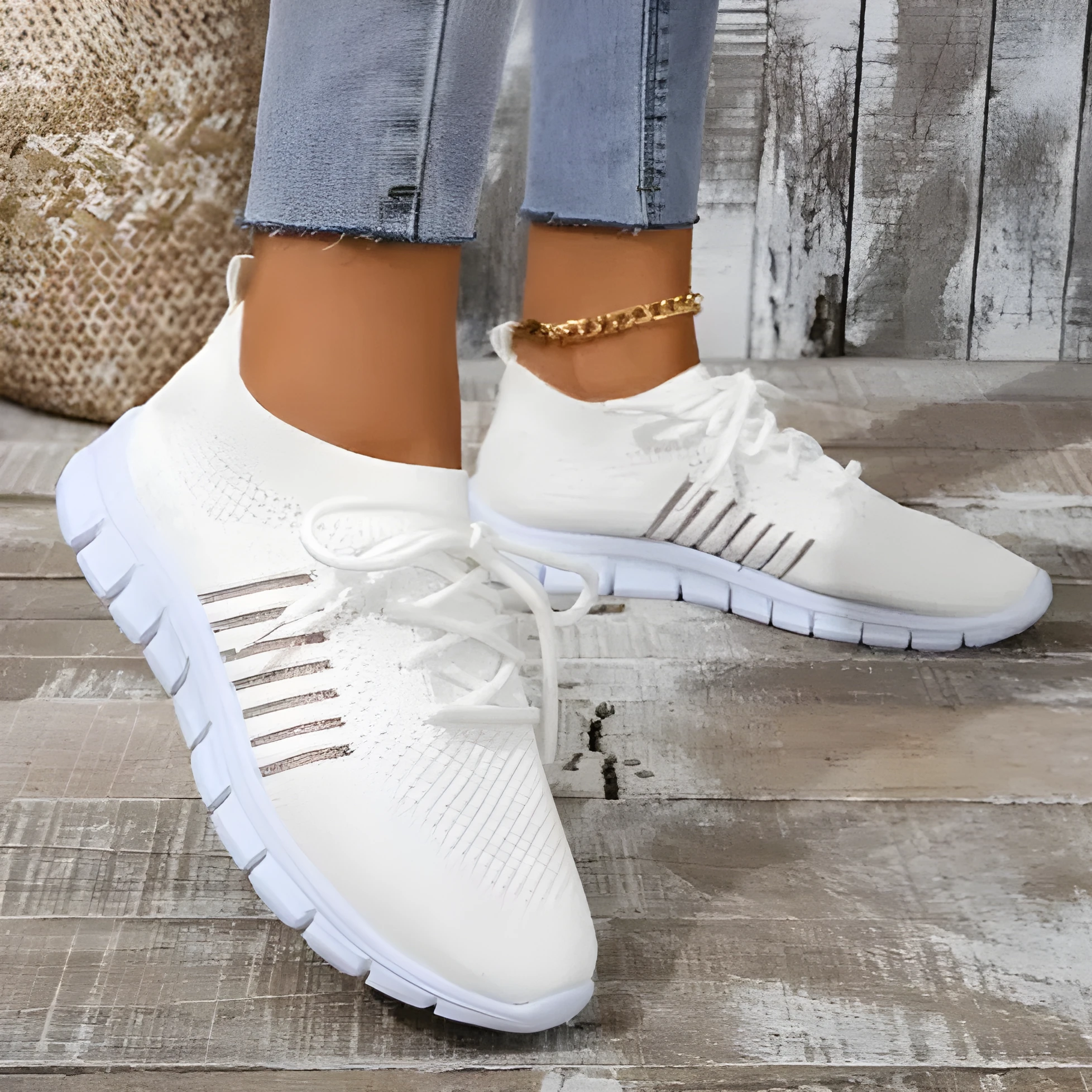 Women's breathable high-top lace-up platform sneaker in various colours on a casual background.