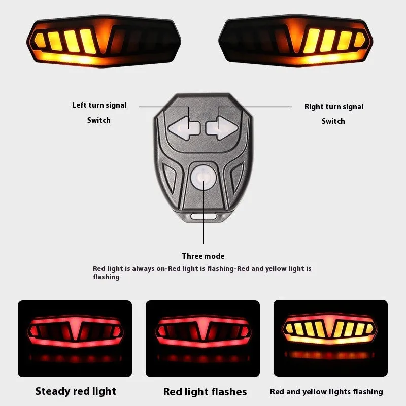Wireless remote control steering bicycle taillight with turn signal functions