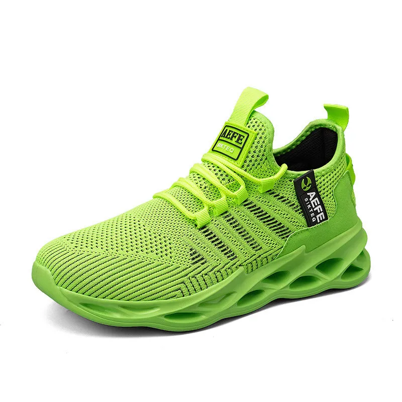 Men's black mesh casual running shoes with cross-strap design and low-top profile