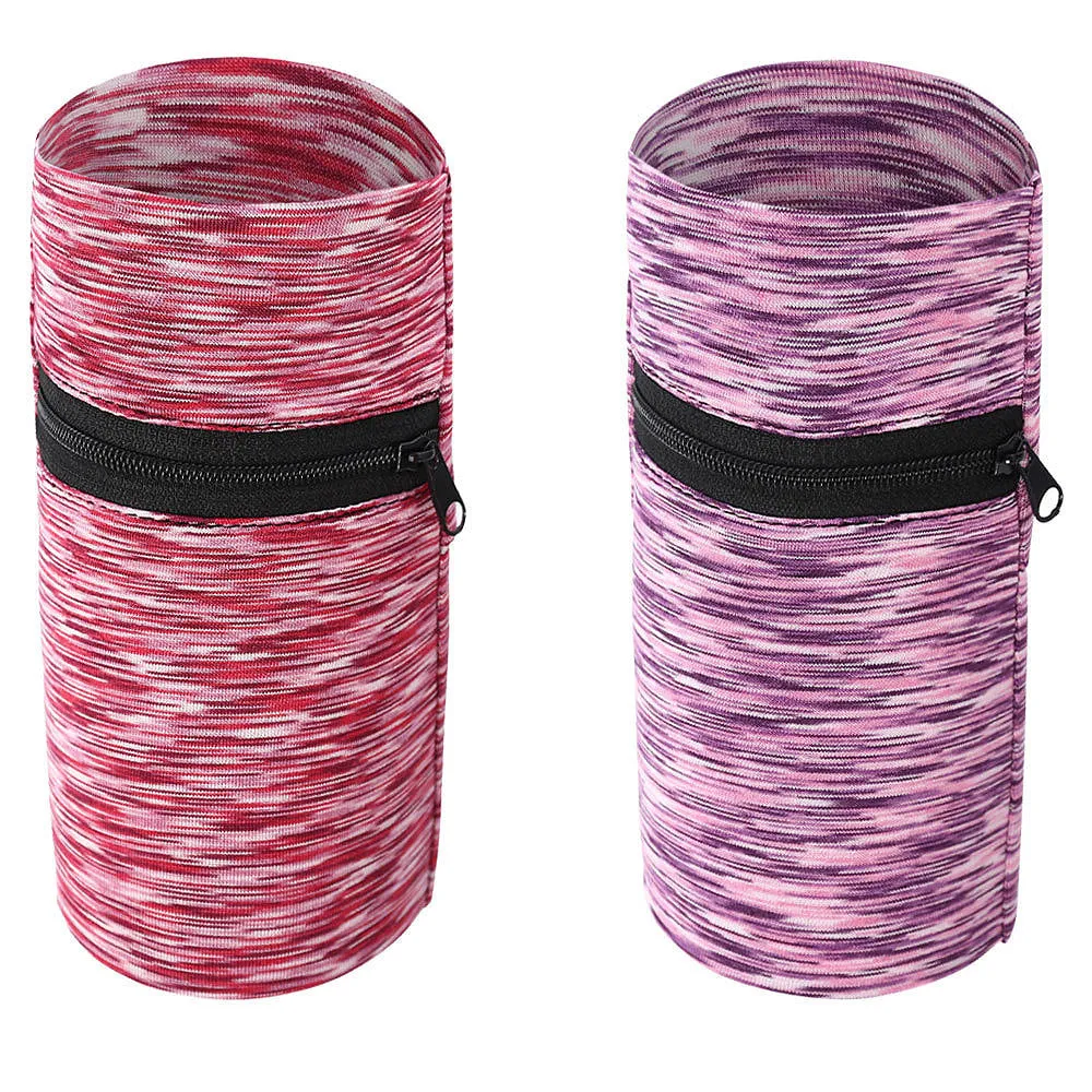 Sports arm bag for running with adjustable strap and multiple colour options including striped patterns