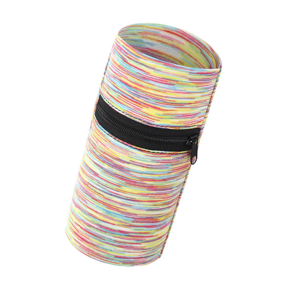 Sports arm bag for running with adjustable strap and multiple colour options including striped patterns