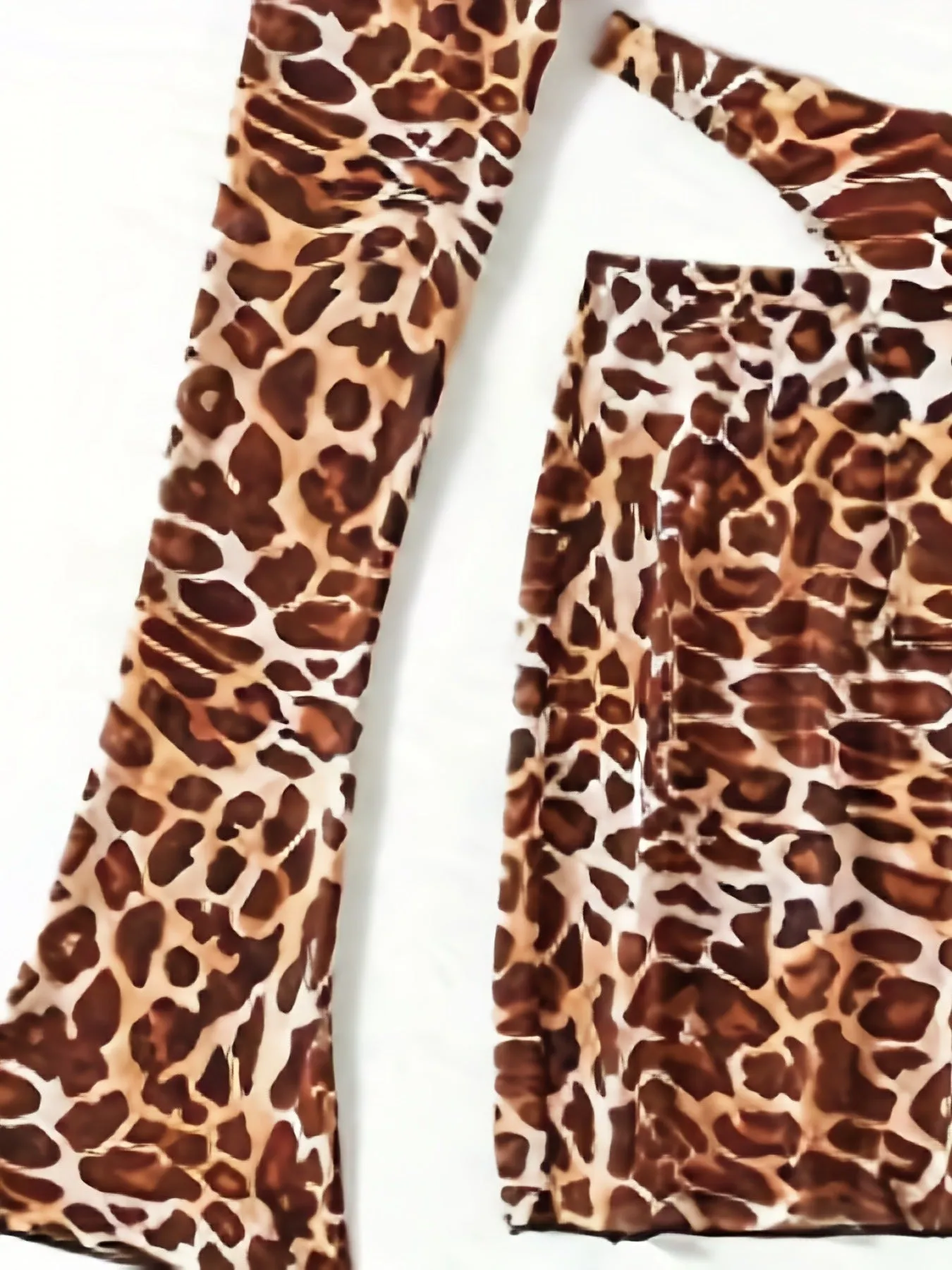 Leopard print split bikini swimsuit for women with bandeau top and skirt