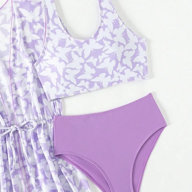 Girls' three-piece swim cover-up set in colour 3218 with coat, vest, and pants for swimming ages 8-12