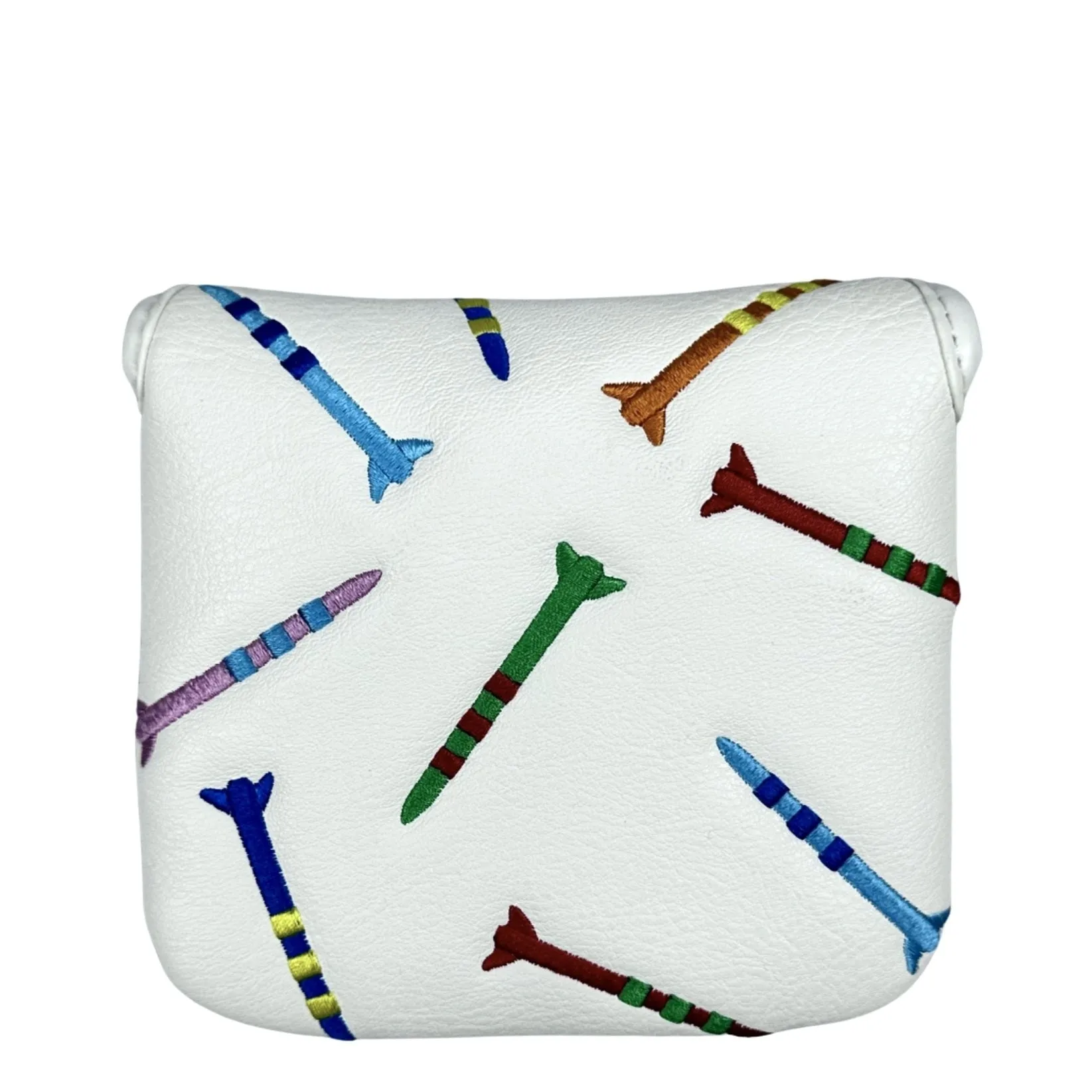 Black and white golf putter protective sleeve for Rocket Pattern Square putter grips