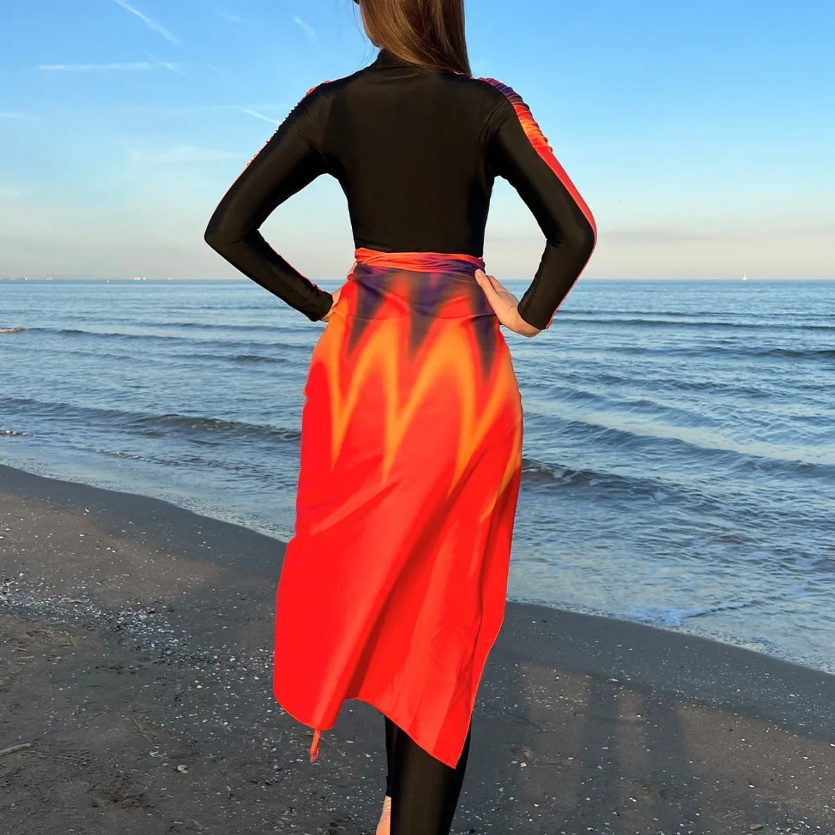 Women's conservative style beach swimsuit three-piece set in colour 427